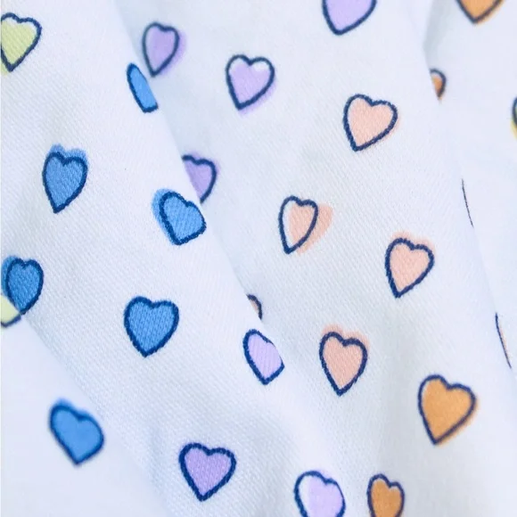 Roller Rabbit Disco Hearts White Henley Pajama Top Multiple Sizes - Picture 3 of 7